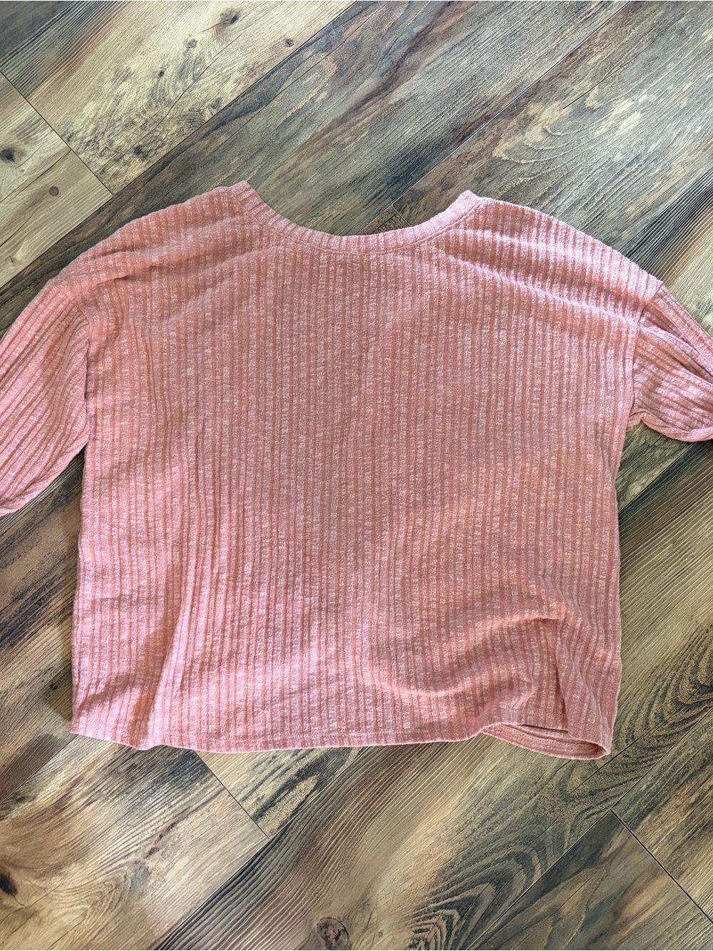 painted threads Ribbed Long Sleeve Top - Dusty Pink